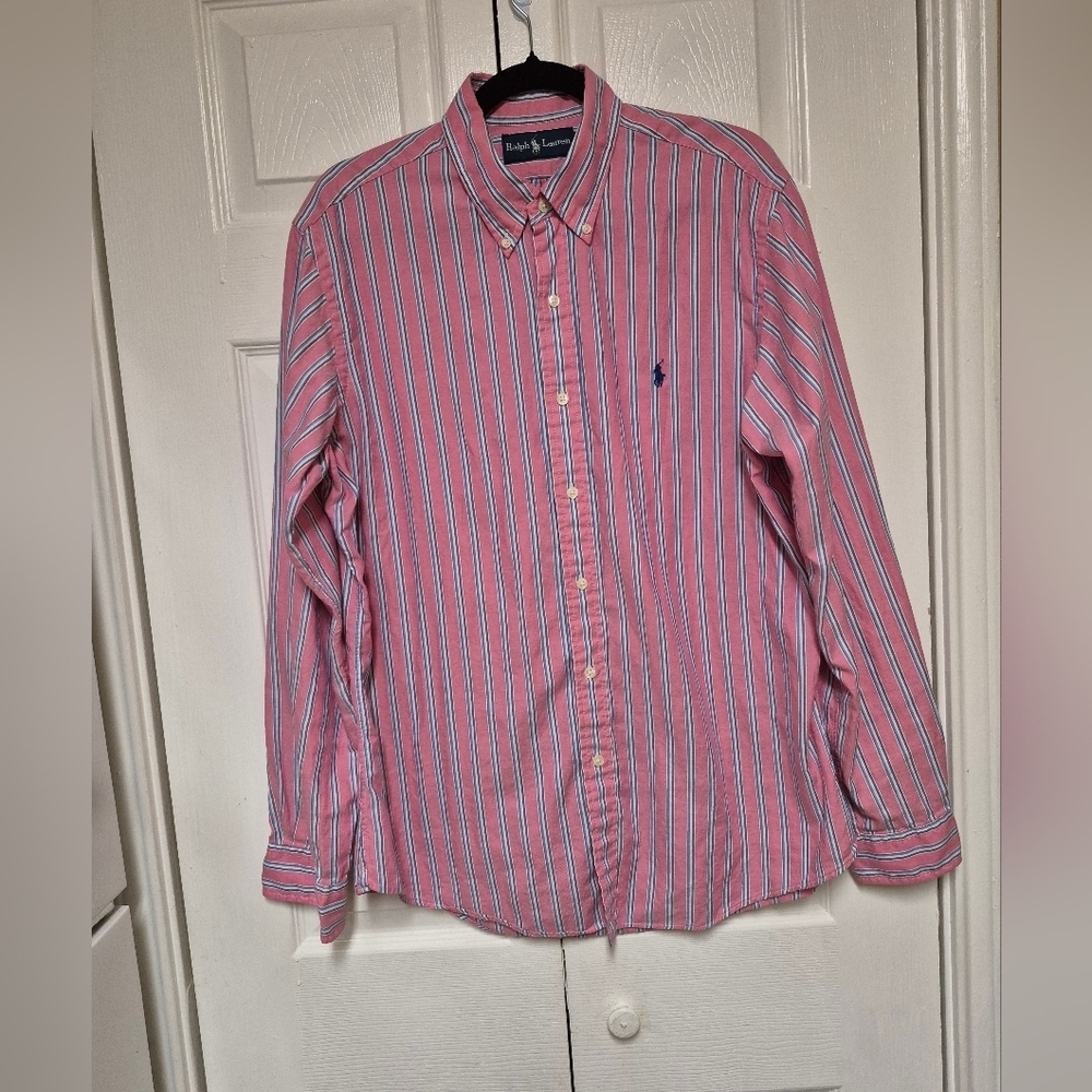 Ralph Lauren Pink and Blue Striped Casual Shirt